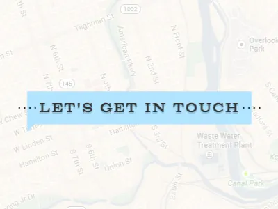 Contact blue columbia titling contact map portfolio serif slab website