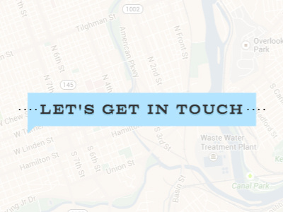 Contact blue columbia titling contact map portfolio serif slab website