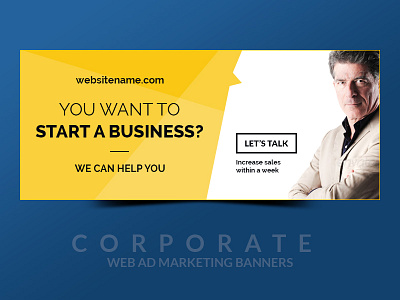 Corporate Adbanners ad ads advertising banners blue businessman corporate marketing web yellow