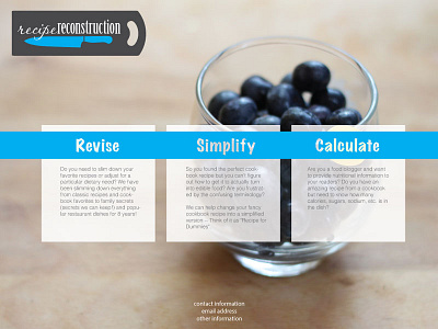 RecipeRecon landing page wed design