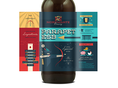 Parapet ESB alcohol archer beer bitter character illustration label magic minnesota packaging silly vector