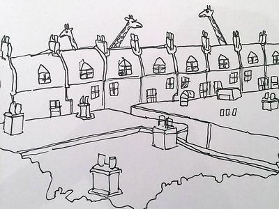 Giraffes in the city city doodle giraffes rooftops sketch skyline
