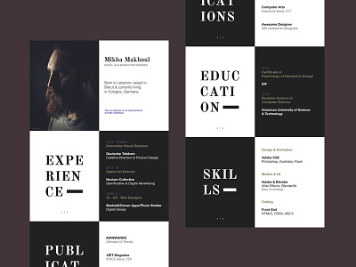 Resume editorial flat print resume ui ux