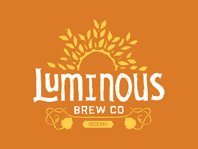 Luminous Opt 3 barley beer branding hand drawn logo luminous sheridan sun texture