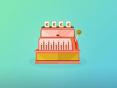 Cash Machine Icon cash icon illustration long shadow shadows vector