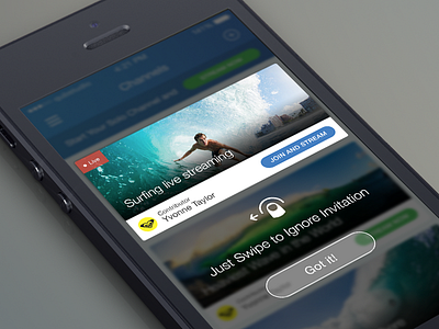 Secret Project blur button card ios7 ios8 live popup qubstudio streaming swipe ui walkthroughs