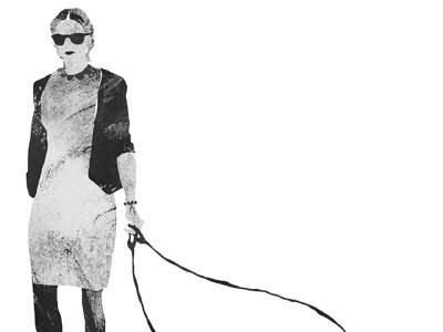 Cropped shot - Walking the dog collage illustration pugs