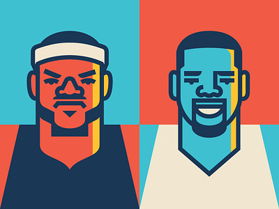 Lebron vs. Durant basketball durant illustration lebron miami heat nba oklahoma city thunder portrait vector