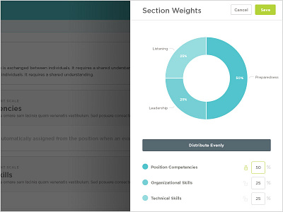 HR Cloud Weight Adjustments competencies distribution donutchart hrcloud performance scale weights