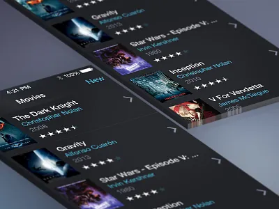 iOS Movies App app apple blur dark film ios iphone library mobile movie movies simple