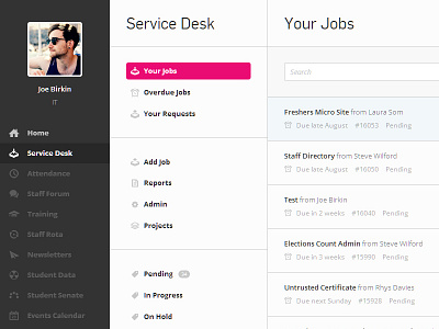 Intranet / Service Desk admin cms intranet ui