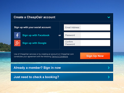 Consolidating account guest login profile sign in sign up social travel ui