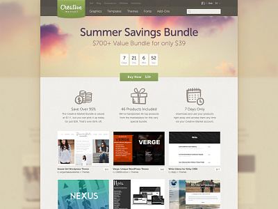 Bundle Landing Page bundle button countdown creative market landing page