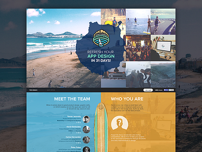 The Tech Beach beach collaboration hackathon landing page remote office surf ui ux web design