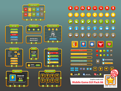 Mobile Game GUI Pack 06 android assets button cartoon design elements game graphic gui mobile template vector