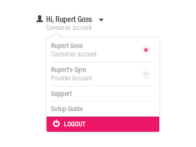 Dropdown menu dropdown form log out login menu radio button ui user account