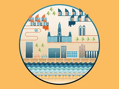 Philadelphia architecture buildings city hall flat vector