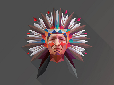 Tribe Poly Indian cockade feather headdress indian lowpoly panache polygon triangulation tribal tribe