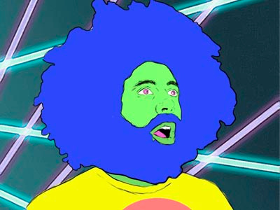 Reggie Watts blue hair illustration lazers photoshop portrait reggie watts