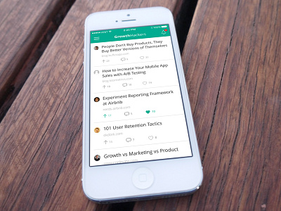 GrowthHackers iPhone App Mockup using Sketch flat ui growthhackers ios iphone sketch ui ux