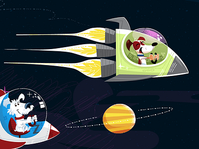Dogs In Space 3 cartoon dog humor space spaceship vector