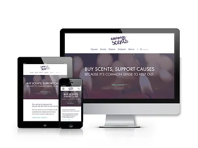 Responsive Showcase for Common Scents apple branding design digital ecommerce imac layout mobile mockup responsive ui web
