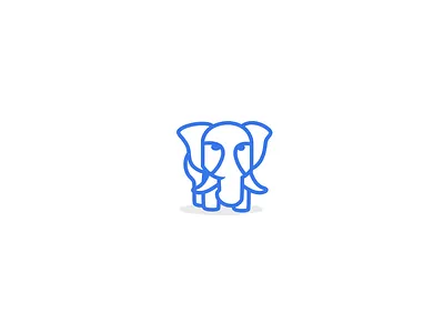 Elephant Logo animal blue branding clean elephant line logo postgres simple stroke