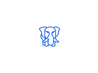 Elephant Logo animal blue branding clean elephant line logo postgres simple stroke