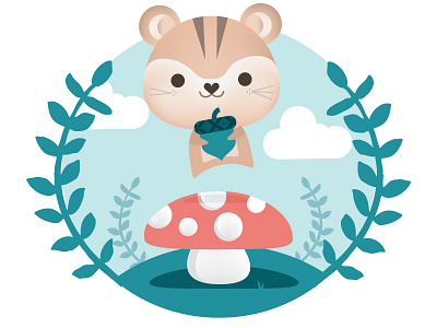 Charlie Chipmunk acorn charlie chipmunk cloud clouds cute jump leaves mushroom