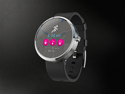 Moto360 App Concept app fitness heart moto360 running tracker