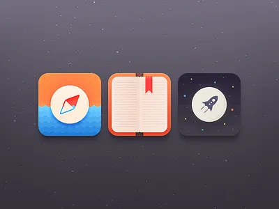 +3 arrow book browser compass flat icons moon reader rocket space theme