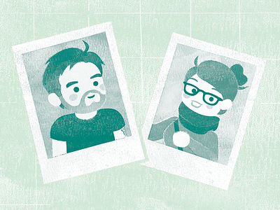 Simon and Geri cartoon cute illustration painted textured watercolour wedding