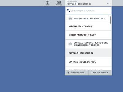 School Dropdown clockwork dropdown menu search select