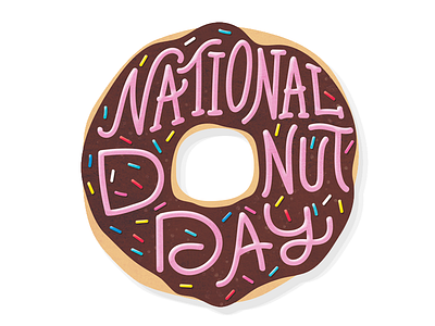 It's Donut Day! cute donut donut day icing illustration lettering pastry pink sprinkles