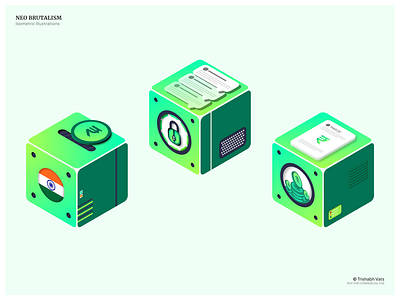 Neo-Brutalism Isometric Illustrations | ExpensAce 3d 3d illustrations branding expensace graphic design green ui illustrations isometric isometric illustrations loader screen neo brutalism neobrutalism splash screen trishabh trishabh vats ui