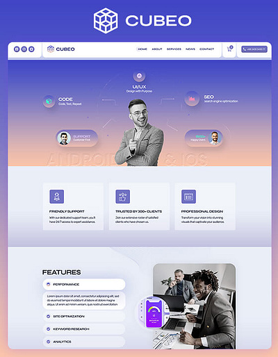 Cubeo - Professional Services Website Template app marketing saas webflow design webflow template webflow template design