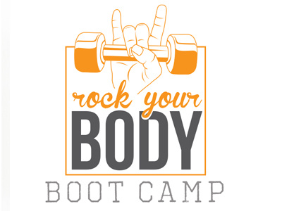 Rock Your Body Bootcamp Logo bold bootcamp classic fitness graphic design grey illustration logo orange rock simple sporty