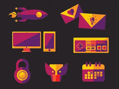 Icons at Sunset calendar devices flat flat design flat icon icon ios7 lock space ship