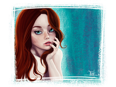 Study character design freckles ginger girl redhead study