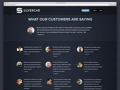 Silvercar Testimonials 5by5 mockup silvercar testimonials web