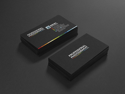 Professional Photography Business Card Design black business card color colours corporate name photograph photography professional rainbow
