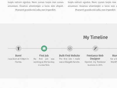 Timeline design green grey icon icons opacity timeline type typography web web design website