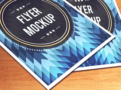 Flyer PSD Mockup badge flyer flyer mockup flyer template mockup pattern poster psd wood