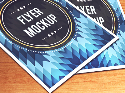 Flyer PSD Mockup badge flyer flyer mockup flyer template mockup pattern poster psd wood