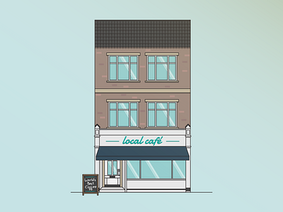 Local Café building cafe café coffee illustration london sign tea