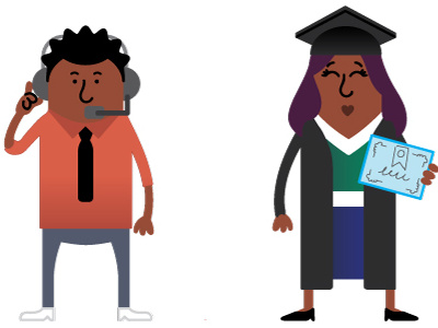 simple vector characters character design headset simple student vector