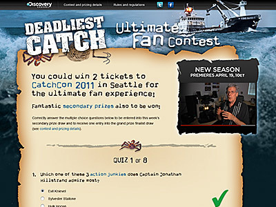 MICROSITE: DEADLIEST CATCH CONTEST deadliest catch contest discovery channel microsite websites