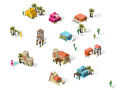 Isometric Buildings - Theme: "South America" architecture building city home house icon isometric isometric art isometric design isometric game isometric icon isometric icons isometric illustration map mexican mexican culture mexico city south america travel village