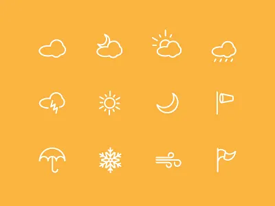 Vector Icon set part 6 clouds flag icons illustration moon rain season snow umbrella vector wind winter