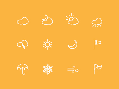 Vector Icon set part 6 clouds flag icons illustration moon rain season snow umbrella vector wind winter